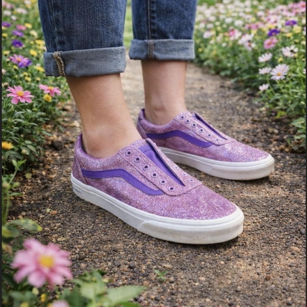 Vans Glitter Sneakers in Purple 6